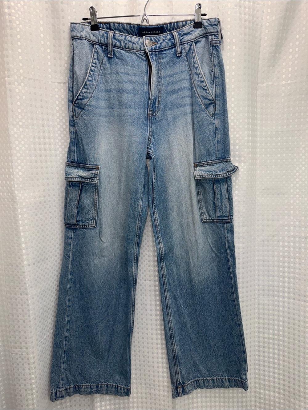 Aeropostale Cargo Jeans Womens 8 High Rise Wide Leg Baggy Utility Y2K Gorpcore
